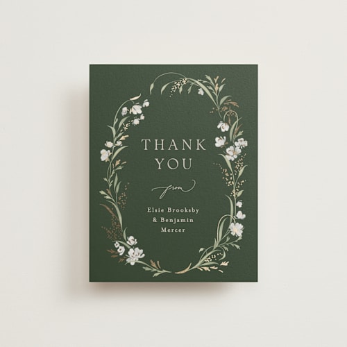 This is a forest floor wedding thank you cards with foil pressed by Erin L. Wilson called meadow printing on strathmore in standard