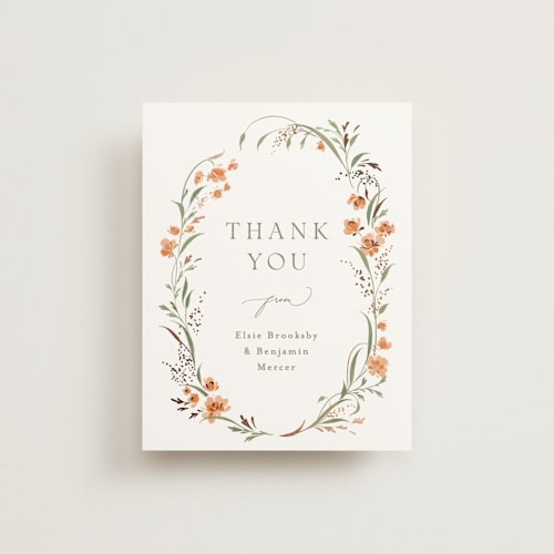 This is a verona sunset wedding thank you cards with foil pressed by Erin L. Wilson called meadow printing on strathmore in standard
