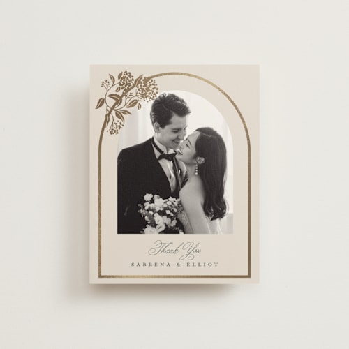 This is a tea time wedding thank you cards with foil pressed by Susan Zinader called shimmering hydrangeas printing on strathmore in standard