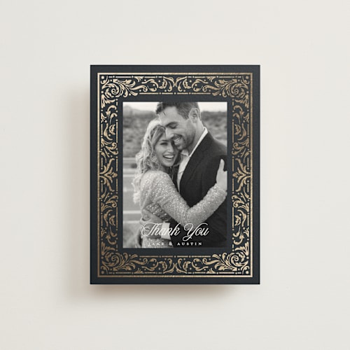 This is a onyx wedding thank you cards with foil pressed by Ana de Sousa called regency grace printing on strathmore in standard