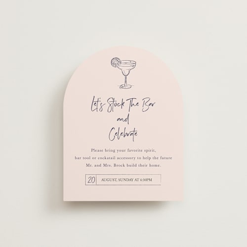 This is a blush bridal shower insert cards with standard by Janelle Kelly called tacos & tequila printing on signature in standard