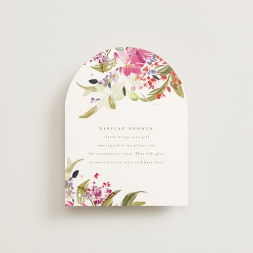 This is a confetti bridal shower insert cards with standard by Grace Kreinbrink called garden floral dash printing on signature in standard