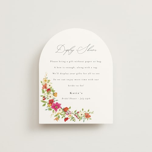 This is a tropical bridal shower insert cards with standard by Susan Moyal called pretty vine printing on signature in standard