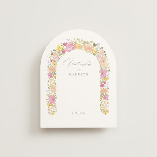 This is a peony bridal shower insert cards with standard by Creo Study called blooming arch printing on signature in standard