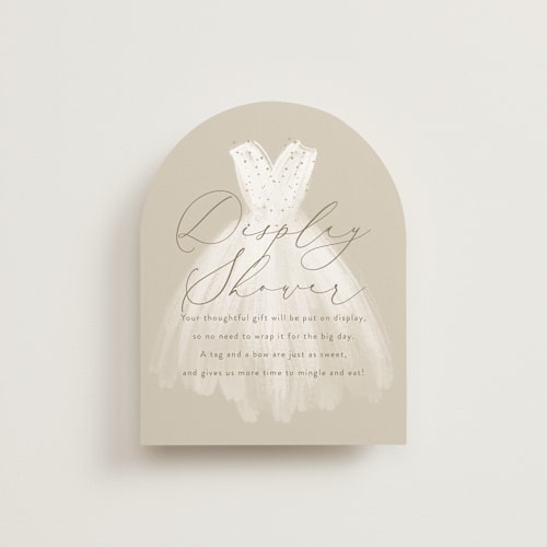 This is a champagne bridal shower insert cards with standard by Rebecca Durflinger called dressed up printing on signature in standard