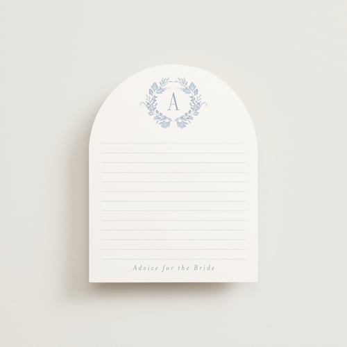 This is a periwinkle bridal shower insert cards with standard by Joanna Griffin called french blue printing on signature in standard