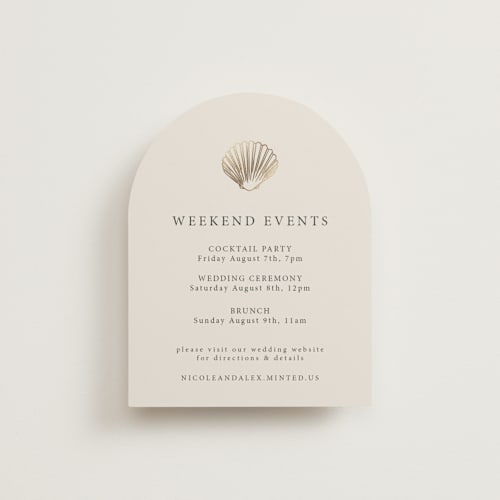 This is a sand enclosure cards with foil pressed by Hannah Bowman called simple seashell printing on signature in standard
