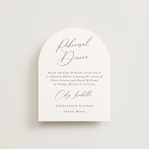 This is a leaf reception cards with standard by Olivia Raufman called palm monogram printing on signature in standard