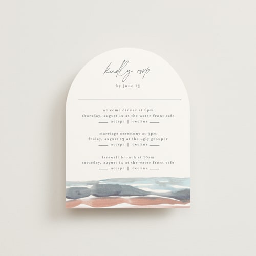 This is a beachy rsvp cards with standard by Pixel and Hank called waves printing on signature in standard