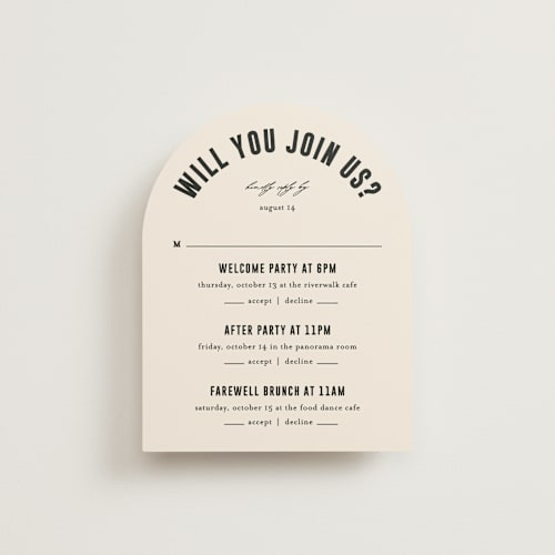 This is a cream rsvp cards with standard by Pixel and Hank called spin printing on signature in standard