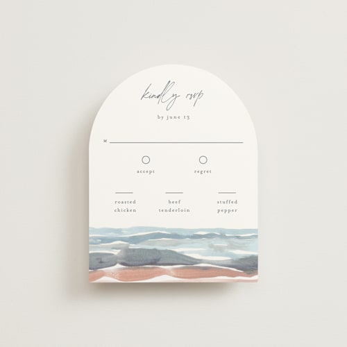 This is a beachy rsvp cards with standard by Pixel and Hank called waves printing on signature in standard