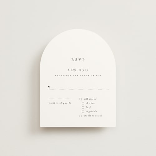 This is a classic white rsvp cards with standard by Design Lotus called a thousand years printing on signature in standard