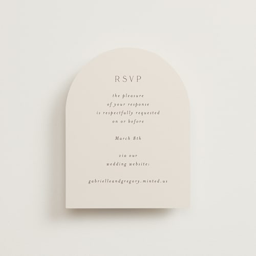 This is a ecru rsvp cards with standard by AK Graphics called palm printing on signature in standard