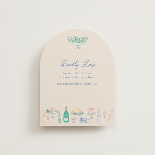 This is a pastel rsvp cards with standard by Elly called dining printing on signature in standard