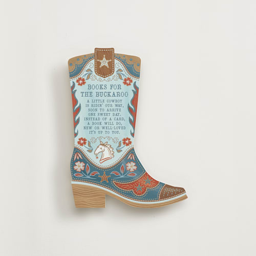 This is a denim enclosure cards with standard by Paper Sun Studio called cowboy baby printing on signature in standard