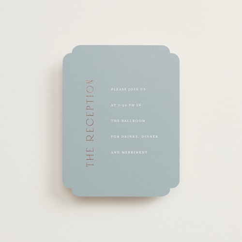 This is a provincial foil stamped wedding invitations with foil pressed by Angela Thompson called gilded edge printing on signature in standard