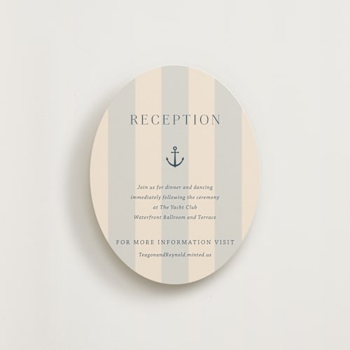 This is a sea breeze reception cards with standard by Rebecca Durflinger called nautical nuptials printing on signature in standard