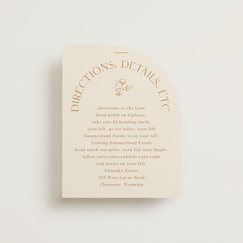 This is a cream enclosure cards with standard by Baumbirdy called floral type arch printing on signature in standard