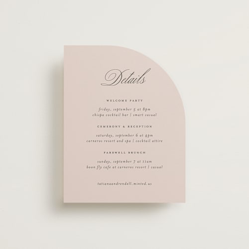 This is a dusty rose enclosure cards with standard by Kelly Schmidt called arch monogram printing on signature in standard