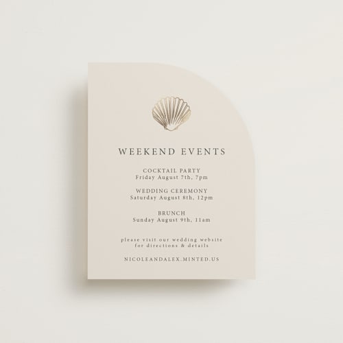 This is a sand enclosure cards with foil pressed by Hannah Bowman called simple seashell printing on signature in standard