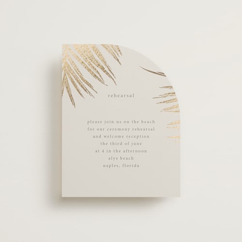 This is a sand enclosure cards with foil pressed by Melinda Denison called gilded palm printing on signature in standard
