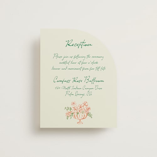 This is a garden reception cards with standard by Cass Loh called tablescape drawing printing on signature in standard