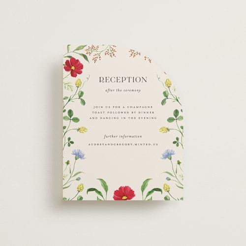 This is a elder flower reception cards with standard by Sarah Knight called wild meadow printing on signature in standard