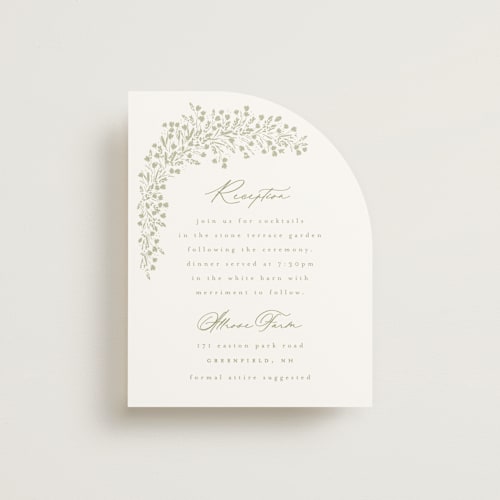 This is a leaf reception cards with standard by Kristie Kern called villa printing on signature in standard