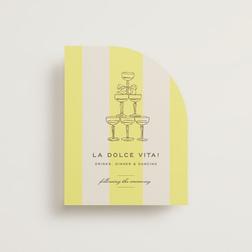 This is a limone reception cards with standard by Megan Davis called campania printing on signature in standard