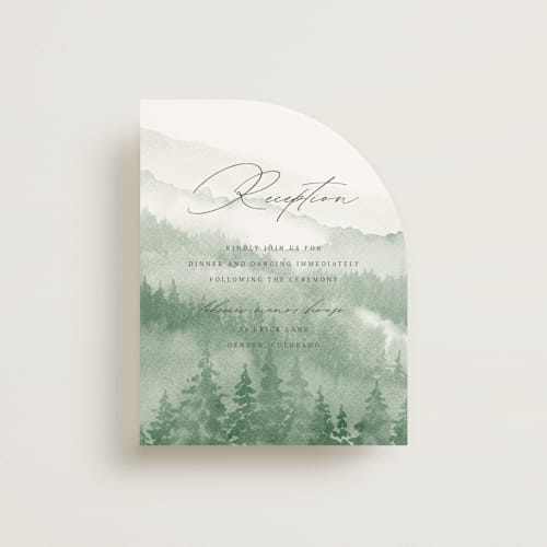 This is a fern reception cards with standard by Helen Halik called over the mountains printing on signature in standard