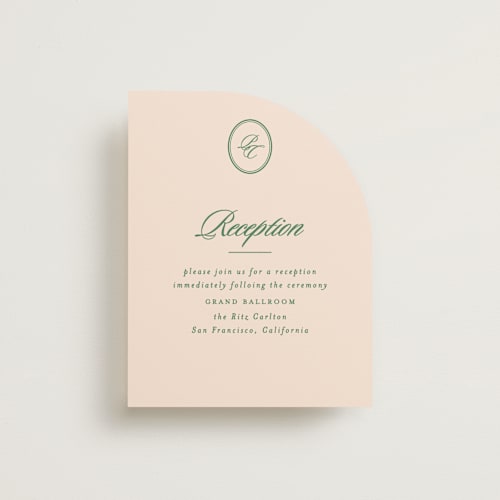 This is a emerald reception cards with standard by Creo Study called scripted printing on signature in standard