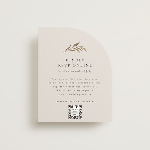 This is a porcelain rsvp cards with foil pressed by Jennifer Postorino called natural monogram printing on signature in standard