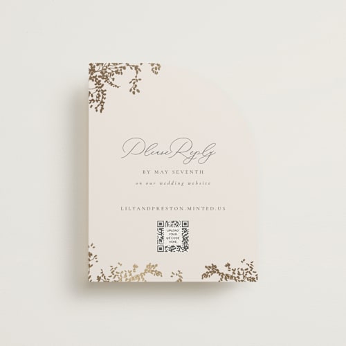 This is a luxe neutral rsvp cards with foil pressed by Design Lotus called forever and a day printing on signature in standard
