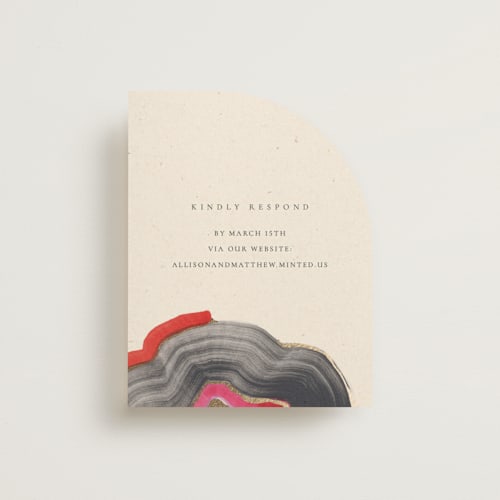 This is a gem rsvp cards with foil pressed by Sumak Studio called agate printing on signature in standard