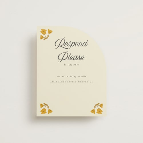 This is a yolk rsvp cards with standard by Morgan Kendall called vintage wildflowers printing on signature in standard