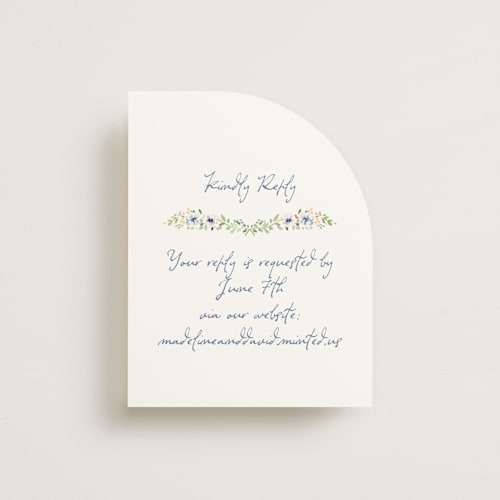 This is a meadow rsvp cards with standard by Petra Kern called meadow whisper printing on signature in standard