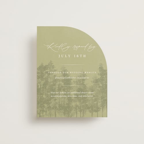 This is a lake rsvp cards with standard by Robert and Stella called aspen printing on signature in standard