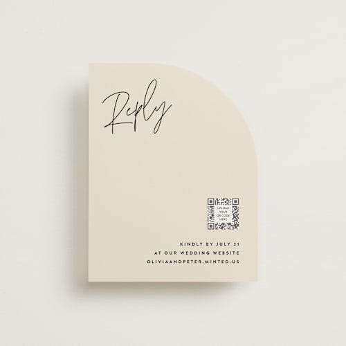 This is a champagne rsvp cards with standard by JoAnn Jinks called signed printing on signature in standard
