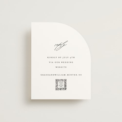 This is a cotton rsvp cards with standard by Angela Thompson called delicate script printing on signature in standard