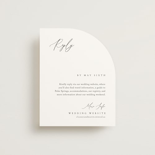 This is a silk rsvp cards with standard by Kelly Schmidt called corner printing on signature in standard