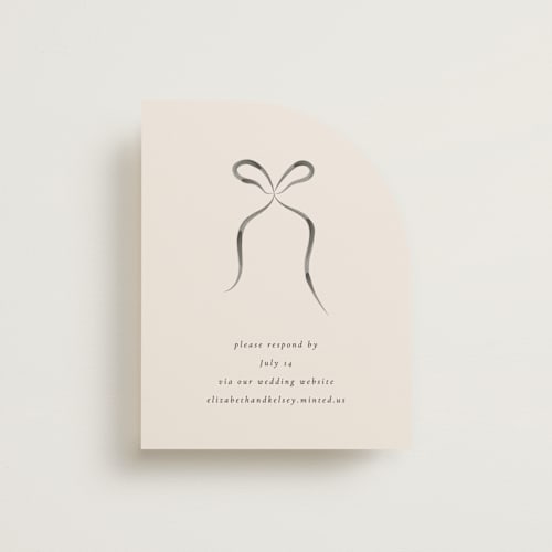 This is a tuxedo rsvp cards with standard by Corinne Malesic called bow printing on signature in standard