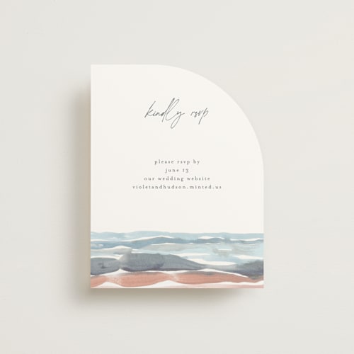 This is a beachy rsvp cards with standard by Pixel and Hank called waves printing on signature in standard