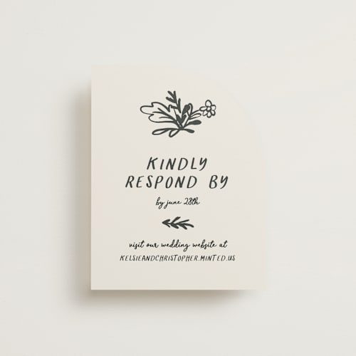 This is a ink rsvp cards with standard by Kelly Watkins called botanical crest printing on signature in standard