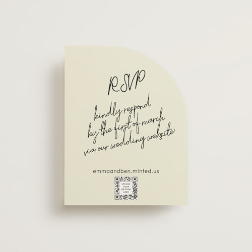 This is a noir rsvp cards with standard by Helena Vitto called handwritten letter printing on signature in standard