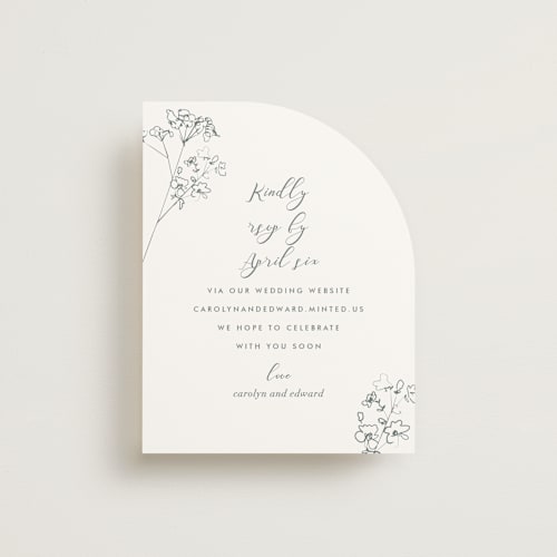 This is a storm rsvp cards with standard by Baumbirdy called sketched florals printing on signature in standard
