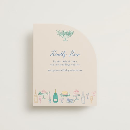 This is a pastel rsvp cards with standard by Elly called dining printing on signature in standard