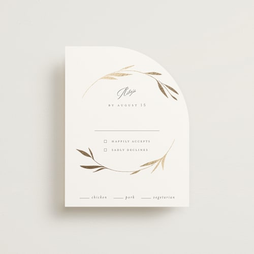 This is a moss rsvp cards with foil pressed by Kelly Schmidt called minimal circle printing on signature in standard