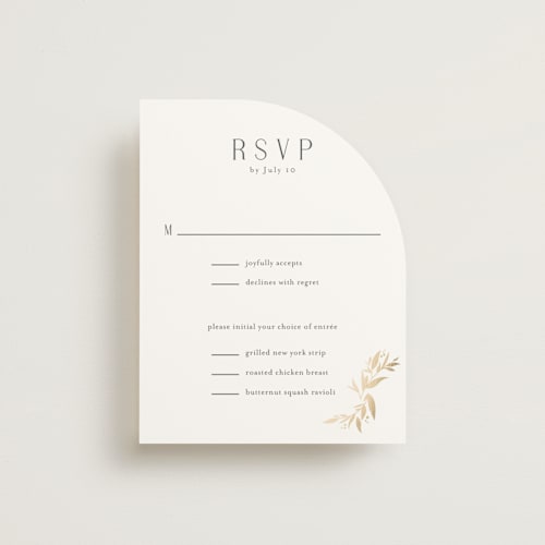This is a chantilly rsvp cards with foil pressed by Jessica Williams called vining printing on signature in standard