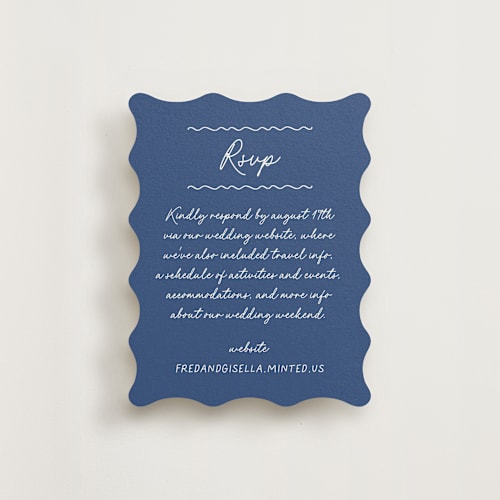 This is a santorini rsvp cards with standard by chocomocacino called strazzate printing on signature in standard
