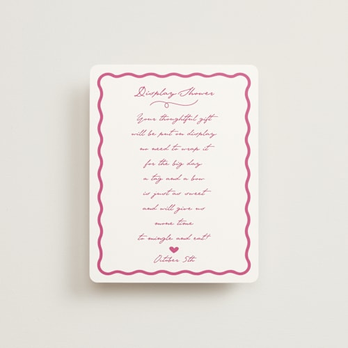 This is a azalea bridal shower insert cards with standard by Tina Faselli called le cake printing on signature in standard